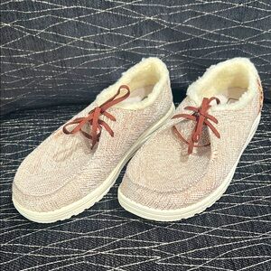 Hey Dude Beige Women's Sneakers with Faux Fur